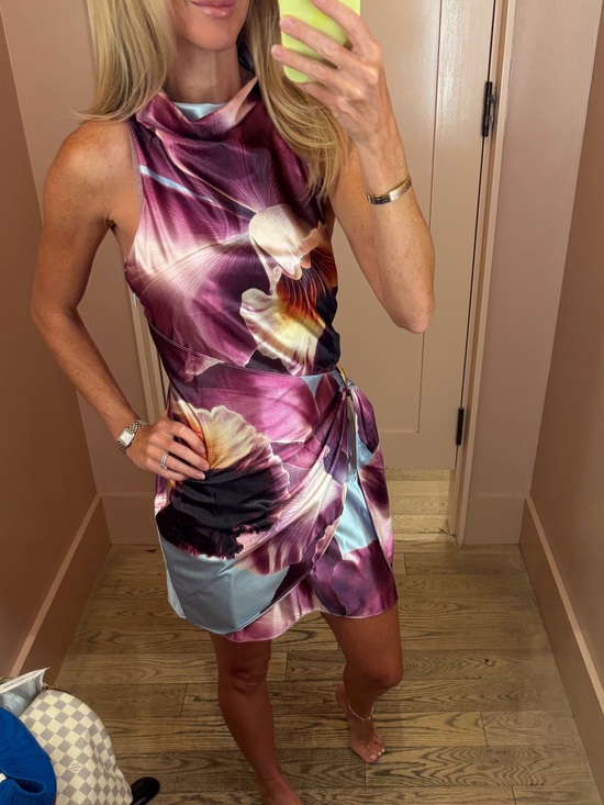 Anthropologie Dresses & Skirts - Anthropologie Purple Floral Satin Twist-Detail Mini Dress
